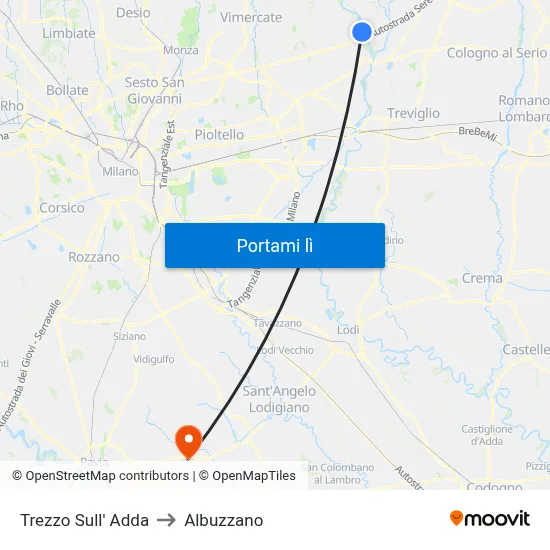 Trezzo Sull' Adda to Albuzzano map