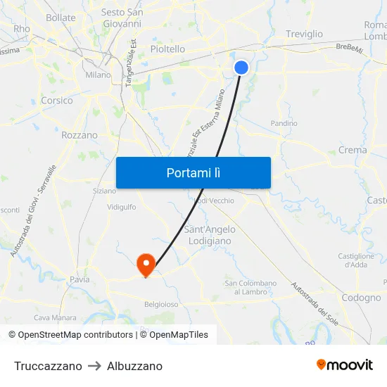 Truccazzano to Albuzzano map