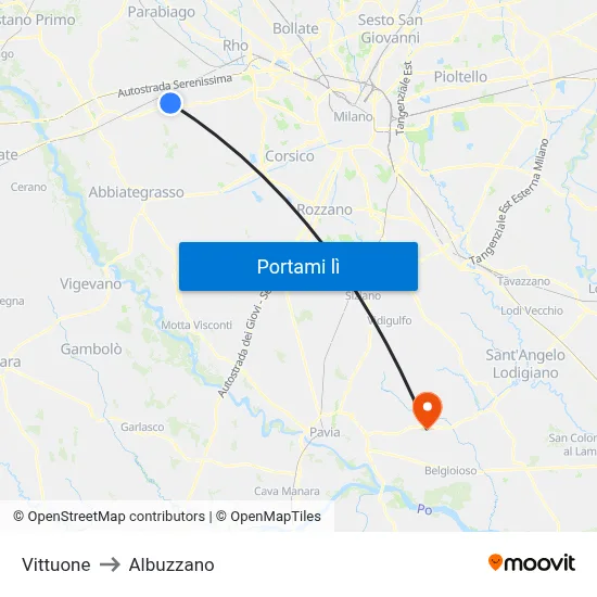 Vittuone to Albuzzano map