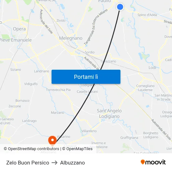 Zelo Buon Persico to Albuzzano map