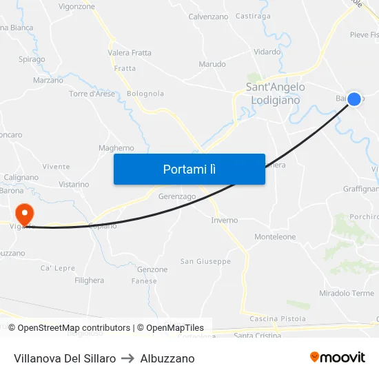 Villanova Del Sillaro to Albuzzano map