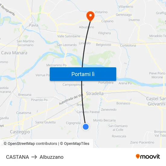CASTANA to Albuzzano map