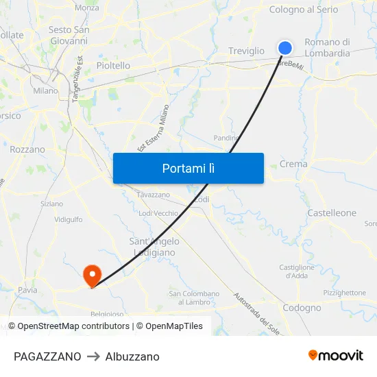 PAGAZZANO to Albuzzano map