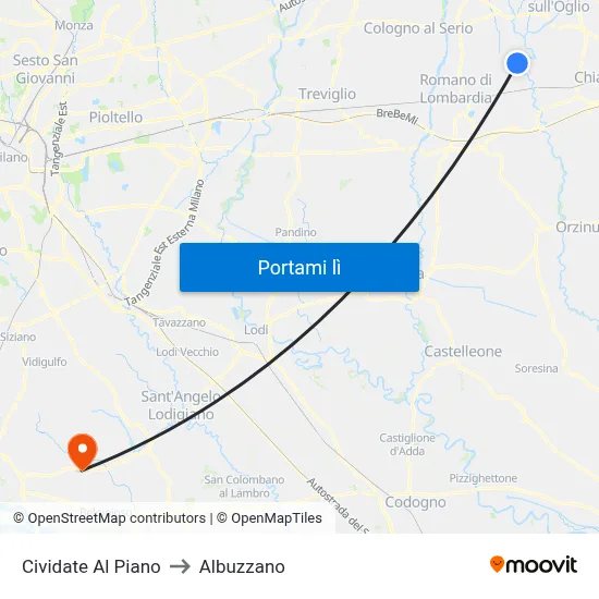 Cividate Al Piano to Albuzzano map