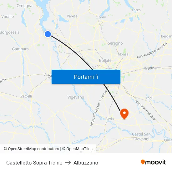 Castelletto Sopra Ticino to Albuzzano map