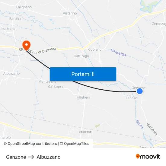 Genzone to Albuzzano map