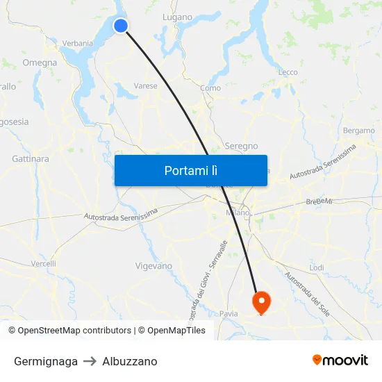 Germignaga to Albuzzano map