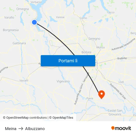 Meina to Albuzzano map