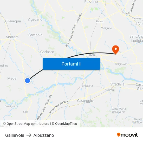 Galliavola to Albuzzano map