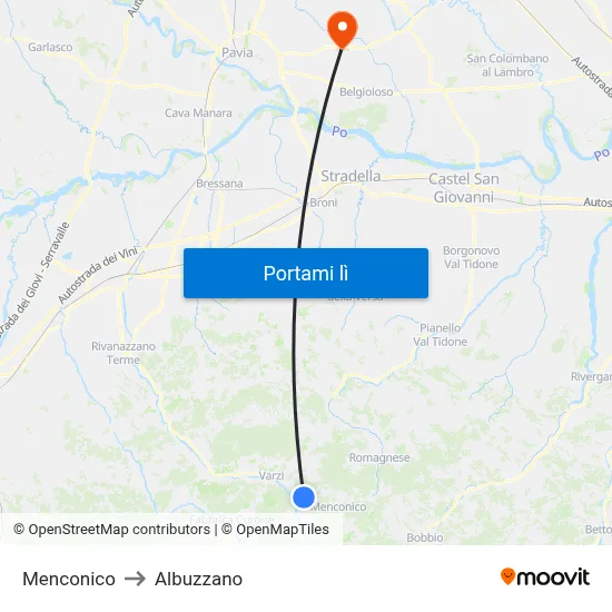 Menconico to Albuzzano map