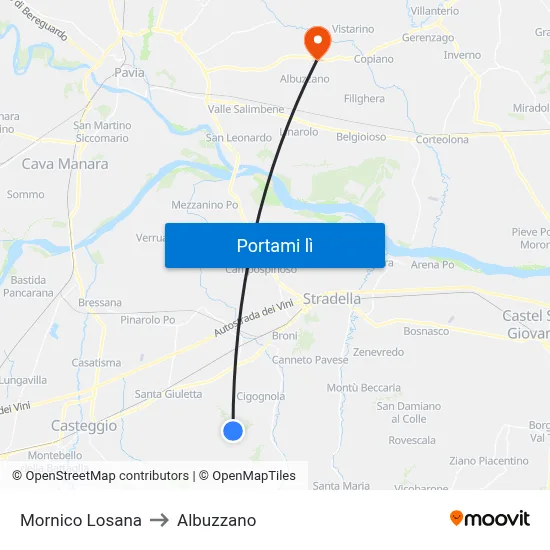 Mornico Losana to Albuzzano map