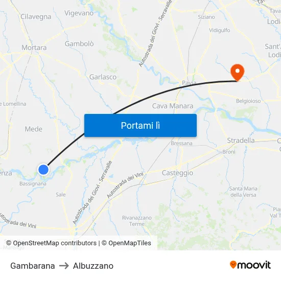 Gambarana to Albuzzano map