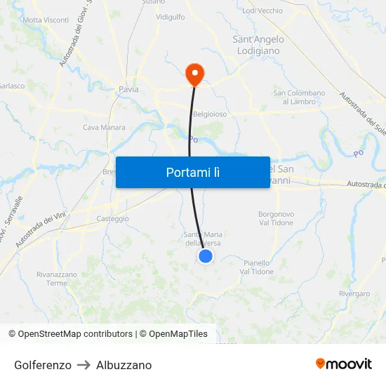 Golferenzo to Albuzzano map