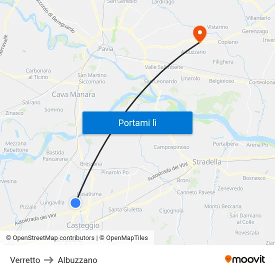 Verretto to Albuzzano map