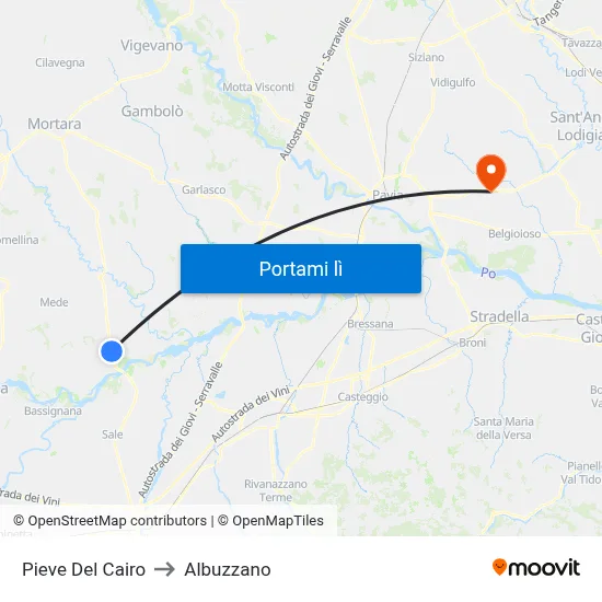 Pieve Del Cairo to Albuzzano map