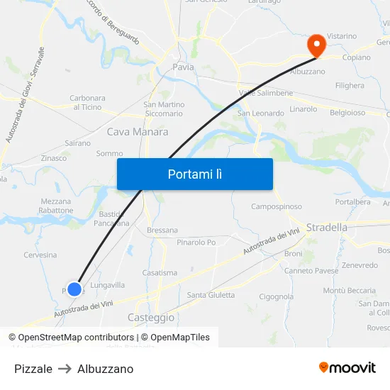 Pizzale to Albuzzano map
