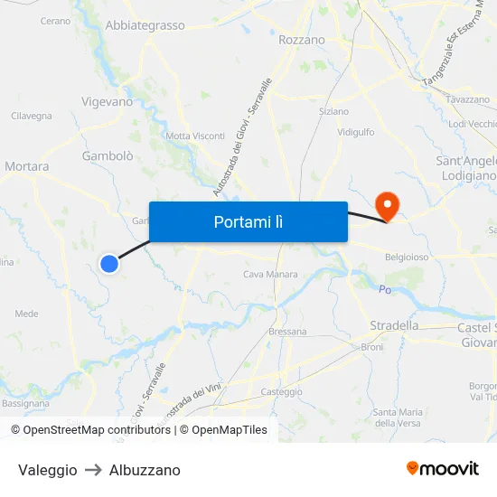 Valeggio to Albuzzano map