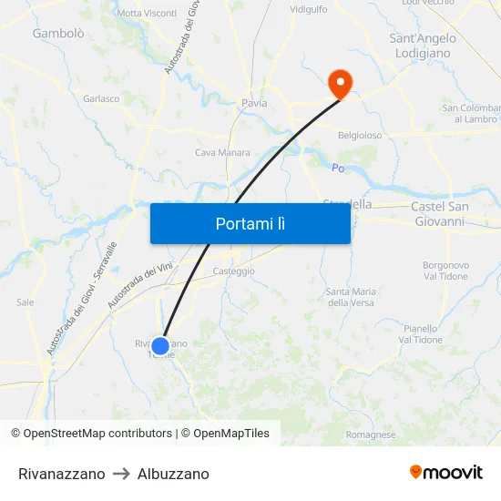 Rivanazzano to Albuzzano map