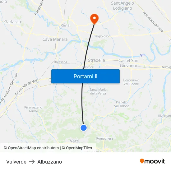 Valverde to Albuzzano map