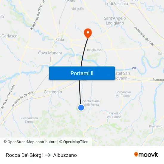Rocca De' Giorgi to Albuzzano map