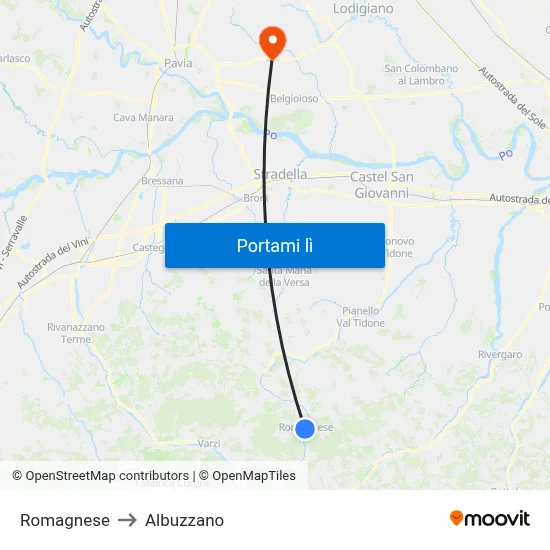 Romagnese to Albuzzano map