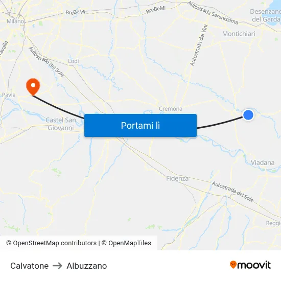 Calvatone to Albuzzano map