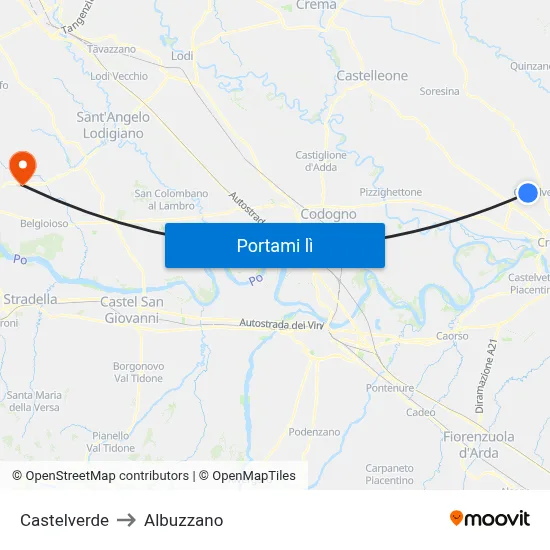 Castelverde to Albuzzano map