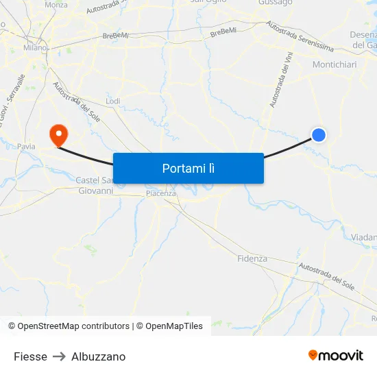 Fiesse to Albuzzano map