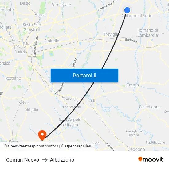 Comun Nuovo to Albuzzano map