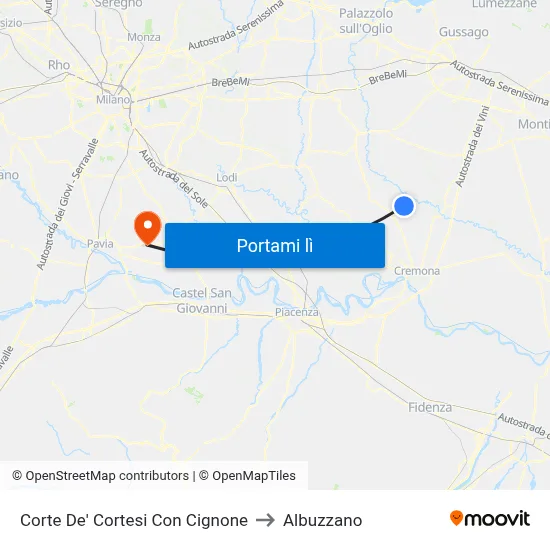 Corte De' Cortesi Con Cignone to Albuzzano map