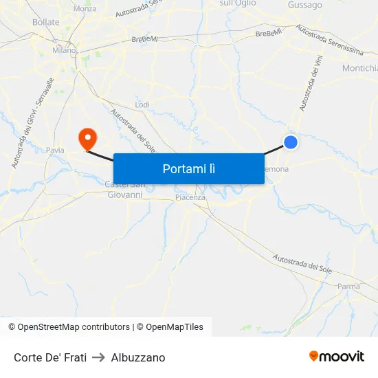 Corte De' Frati to Albuzzano map