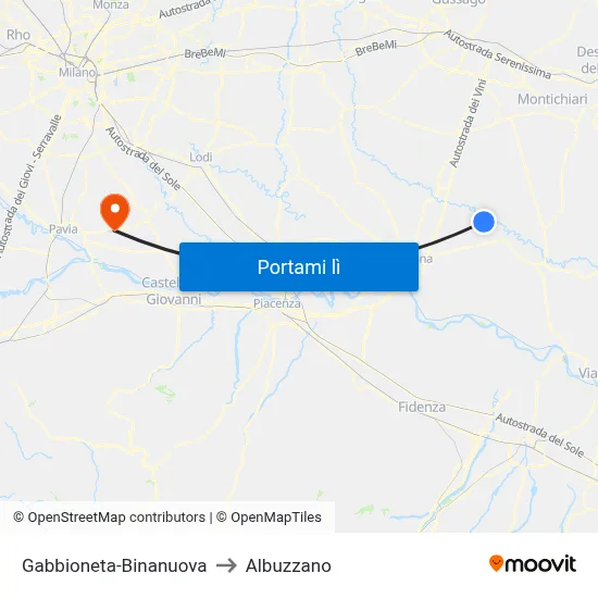 Gabbioneta-Binanuova to Albuzzano map