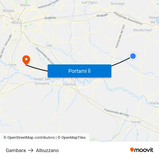 Gambara to Albuzzano map