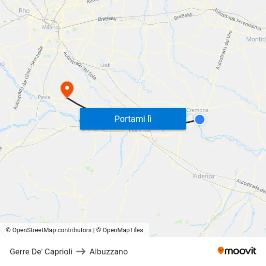 Gerre De' Caprioli to Albuzzano map