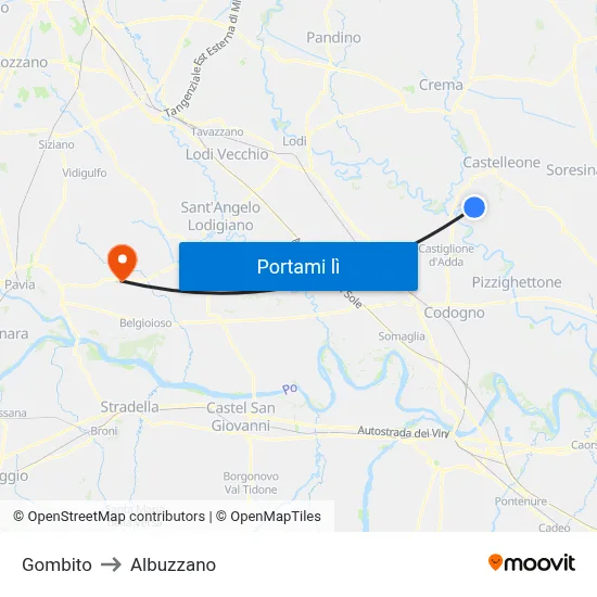 Gombito to Albuzzano map