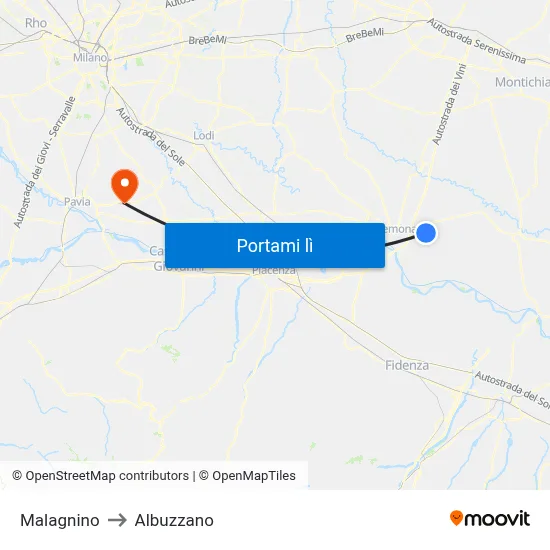 Malagnino to Albuzzano map