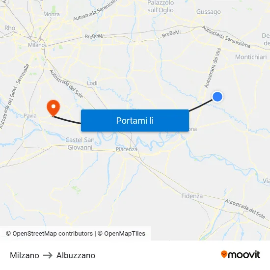 Milzano to Albuzzano map