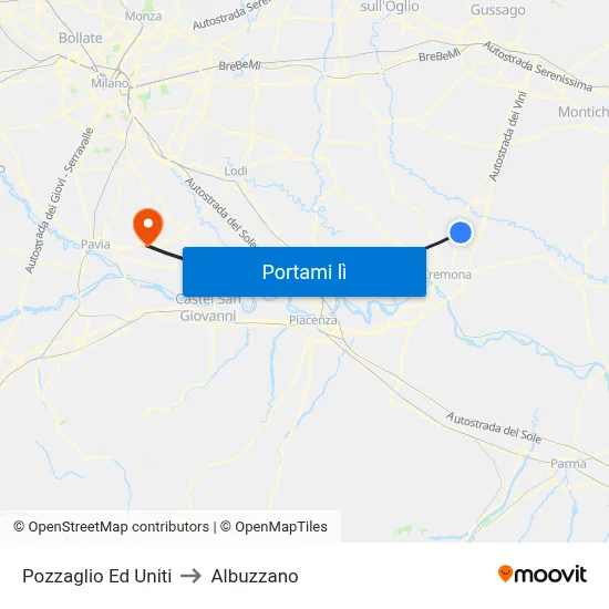 Pozzaglio Ed Uniti to Albuzzano map