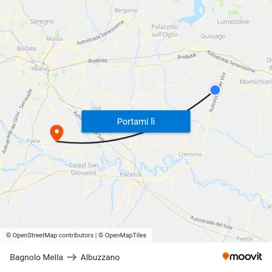 Bagnolo Mella to Albuzzano map