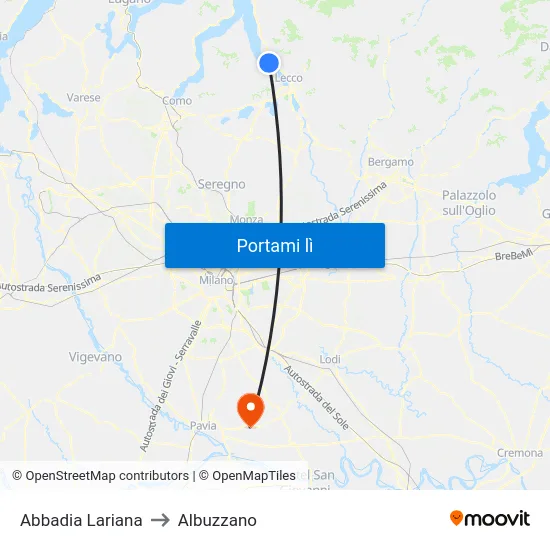 Abbadia Lariana to Albuzzano map