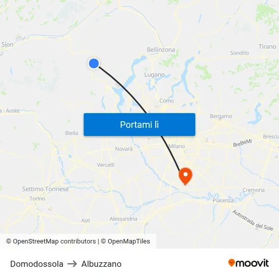 Domodossola to Albuzzano map