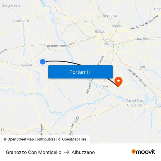 Granozzo Con Monticello to Albuzzano map