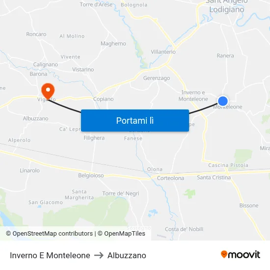 Inverno E Monteleone to Albuzzano map