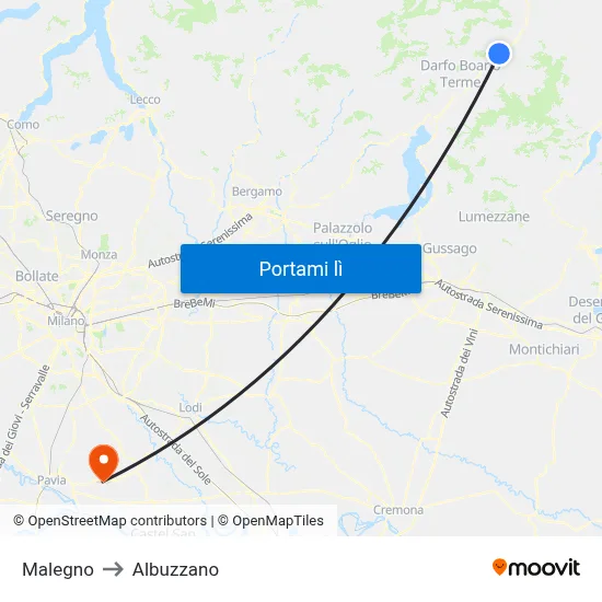 Malegno to Albuzzano map