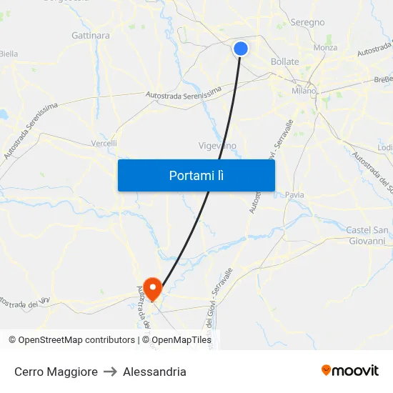 Cerro Maggiore to Alessandria map