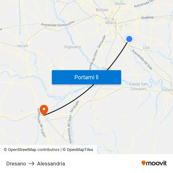 Dresano to Alessandria map