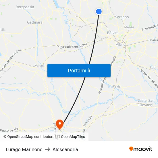 Lurago Marinone to Alessandria map
