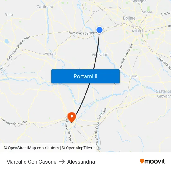 Marcallo Con Casone to Alessandria map