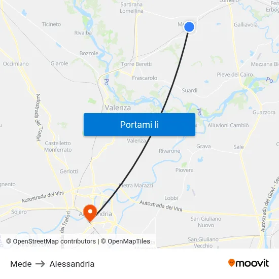 Mede to Alessandria map