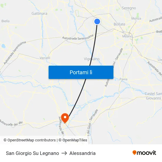 San Giorgio Su Legnano to Alessandria map